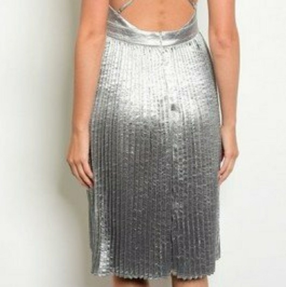 Silver Satin Plated Dress - Picture 4 of 4